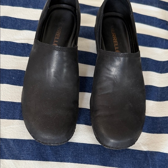Merrell women 8.5 black leather clog 39 - Picture 1 of 6